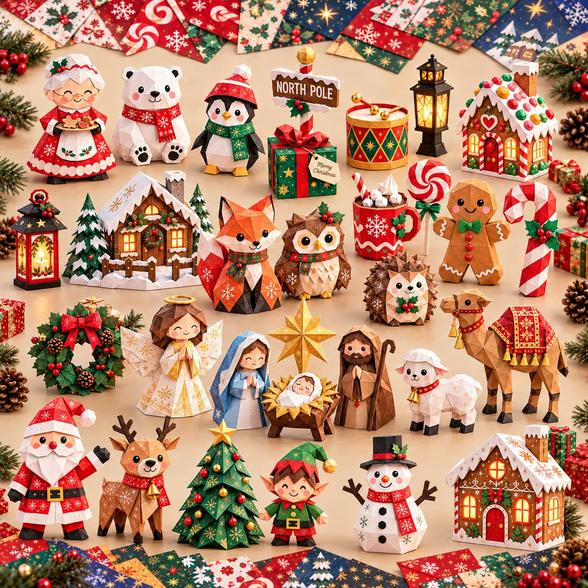 Weihnachtsbastelset aus Papier – Falten und Gestalten Sie Ihre eigene Weihnachtsdekoration